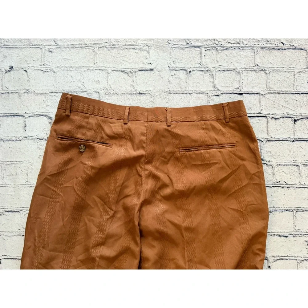 Vintage Virgola Uomo Cognac Camel Lightly Pleated Cropped Pants 36